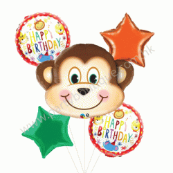 Monkey Foil Balloon Bouquet of 5 (with weight)