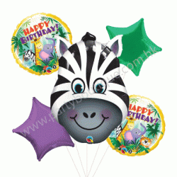 Zebra Foil Balloon Bouquet of 5 (with weight)
