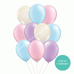 Latex Balloon Bouquet of 12 - Style 06 (with weight)