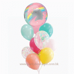 Magical Rainbow Unicorn Orbz Balloon Bouquet (with weight)