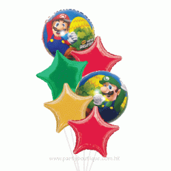 Mario Brothers Foil Balloon Bouquet (with weight)