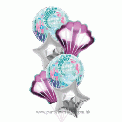 Mermaid Tail Birthday Foil Balloon Bouquet (with weight)