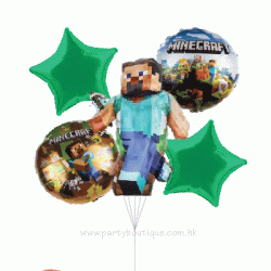 Minecraft Shape Foil Balloon Bouquet (with weight)