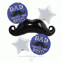  Dapper Dad Mustache Foil Balloon Bouquet (with weight)