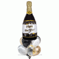Champagne Bottle Happy New Year Balloon Bouquet (with weight)