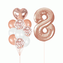  Number Balloon Bouquet - Rose Gold
