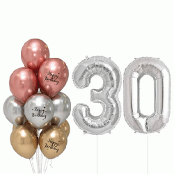  Number Balloon Bouquet - Silver Birthday