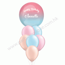Personalized Orbz Ombre Red/Blue Balloon Bouquet (with weight)