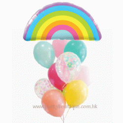 粉色彩虹氣球組合 (連氣球座)