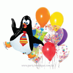 Birthday Penguin Balloon Bouquet (with weight)