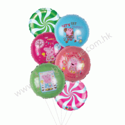 Peppa Pig Foil Balloon Bouquet of 6 (with weight)