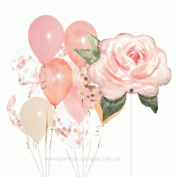 Pink Watercolor Rose Balloon Bouquet (with weight)