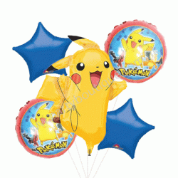 Pokemon Pikachu Foil Balloon Bouquet of 5 (with weight)