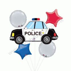 警車鋁箔氣球組合 - 5個 (連氣球座)