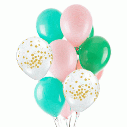Latex Balloon Bouquet of 12 - Style 43 (with weight) 