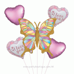  Butterfly & Love Foil Balloon Bouquet (with weight)
