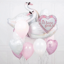  Swan & Love Balloon Bouquet (with weight)