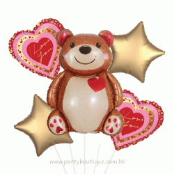    Teddy Bear & Love Foil Balloon Bouquet (with weight)