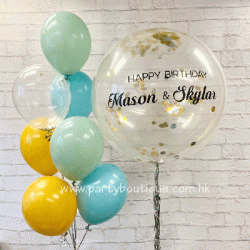   Personalized Giant Balloon Bouquets (Mint + Mustard + Sea Glass) 