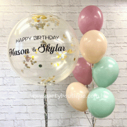   Personalized Giant Balloon Bouquets (Cameo+Canyon Rose+Mint)