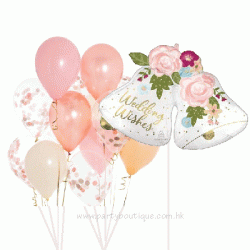 Satin Wedding Wishes Bells Balloon Bouquet (with weight)
