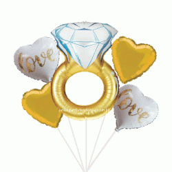 Wedding Ring Foil Balloon Bouquet (with weight)
