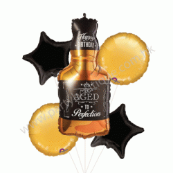 Whiskey Birthday Foil Balloon Bouquet of 5 (with weight)