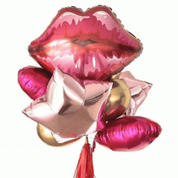 Red Kissy Lip Balloon Bouquet (with weight)