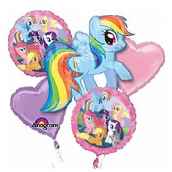 My Little Pony Foil Balloon Bouquet of 5 (with weight)