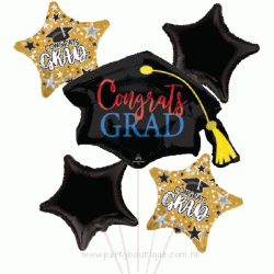 Graduation Cap Foil Balloon Bouquet (with weight)