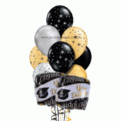 Graduation Black Balloon Bouquet (with weight)