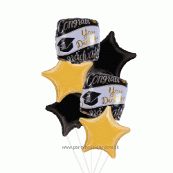  Graduation Black Foil Balloon Bouquet (with weight)
