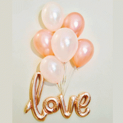  'love' Rose Gold Script Balloon Bouquet (with weight)