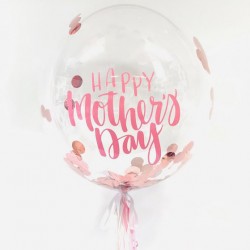 個人化母親節彩屑透視球氣球 (玫瑰金)