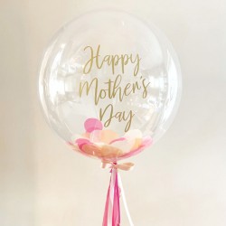 個人化母親節彩屑透視球氣球 (粉紅蜜桃)