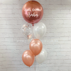 Personalized Orbz Ombre Red/Orange Balloon Bouquet (Coral)