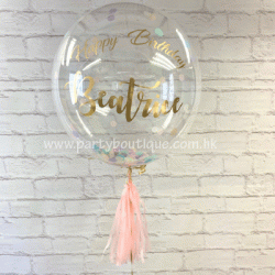Personalized 24" Clear Bubble Confetti Balloon (Pastel)