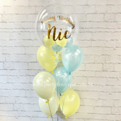 Personalized Clear Bubble Balloon Bouquet (Yellow & Blue)
