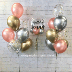  Personalized Bubble Balloon Bouquets (Gold+Silver+Rose Gold)