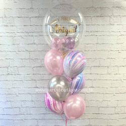 Personalized Bubble Balloon Bouquet (Pink+Marble)