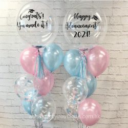 Personalized Bubble Balloon Bouquets (Pink+Blue)