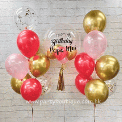  Personalized Bubble Balloon Bouquets (Red+Pink+Gold)