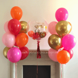  Personalized Bubble Balloon Bouquets (Red+Orange+Pink+Gold)