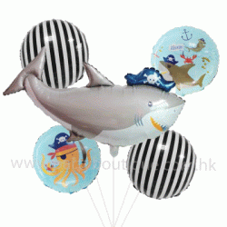 Pirate Shark Foil Balloon Bouquet (with weight)