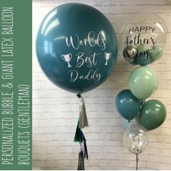  Personalized Bubble & Giant Latex Balloon Bouquets (Blue Slate+Willow+Empowermint)