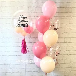    Personalized Bubble Balloon Bouquet (Pink+Blush)