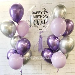   Personalized Bubble Balloon Bouquets (Purple+Silver)