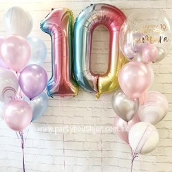    Personalized Bubble Balloon Bouquets (Pink+Purple+Marble)