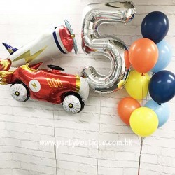  Retro Car Plane and Number Balloon Bouquets (Style 1)