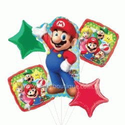 Mario Brothers Shape Foil Balloon Bouquet (with weight)